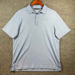 Travis Mathew Polo Shirt Men's Large Blue Short Sleeve Casual Golf Outdoors